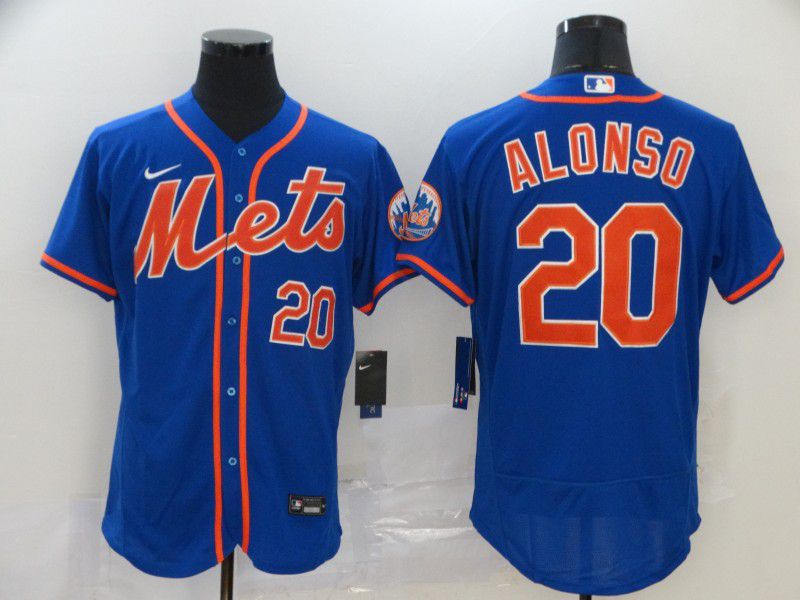 Men New York Mets #20 Alonso Blue Nike Elite MLB Jerseys